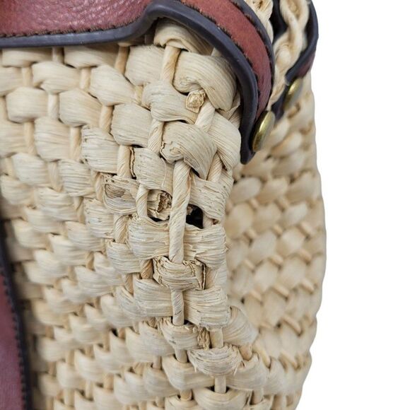 Vintage Fossil Basket Shoulder Bag Weaved Straw Leather Trim Handbag Dr. Bag - Picture 8 of 16